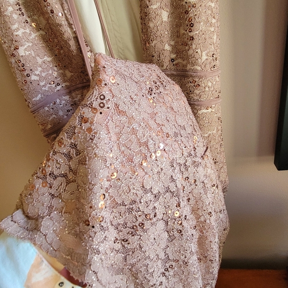 Excellent NW NightWay Black Sequined Lace Cocktail Party Formal Dress Size 10 - Picture 13 of 14